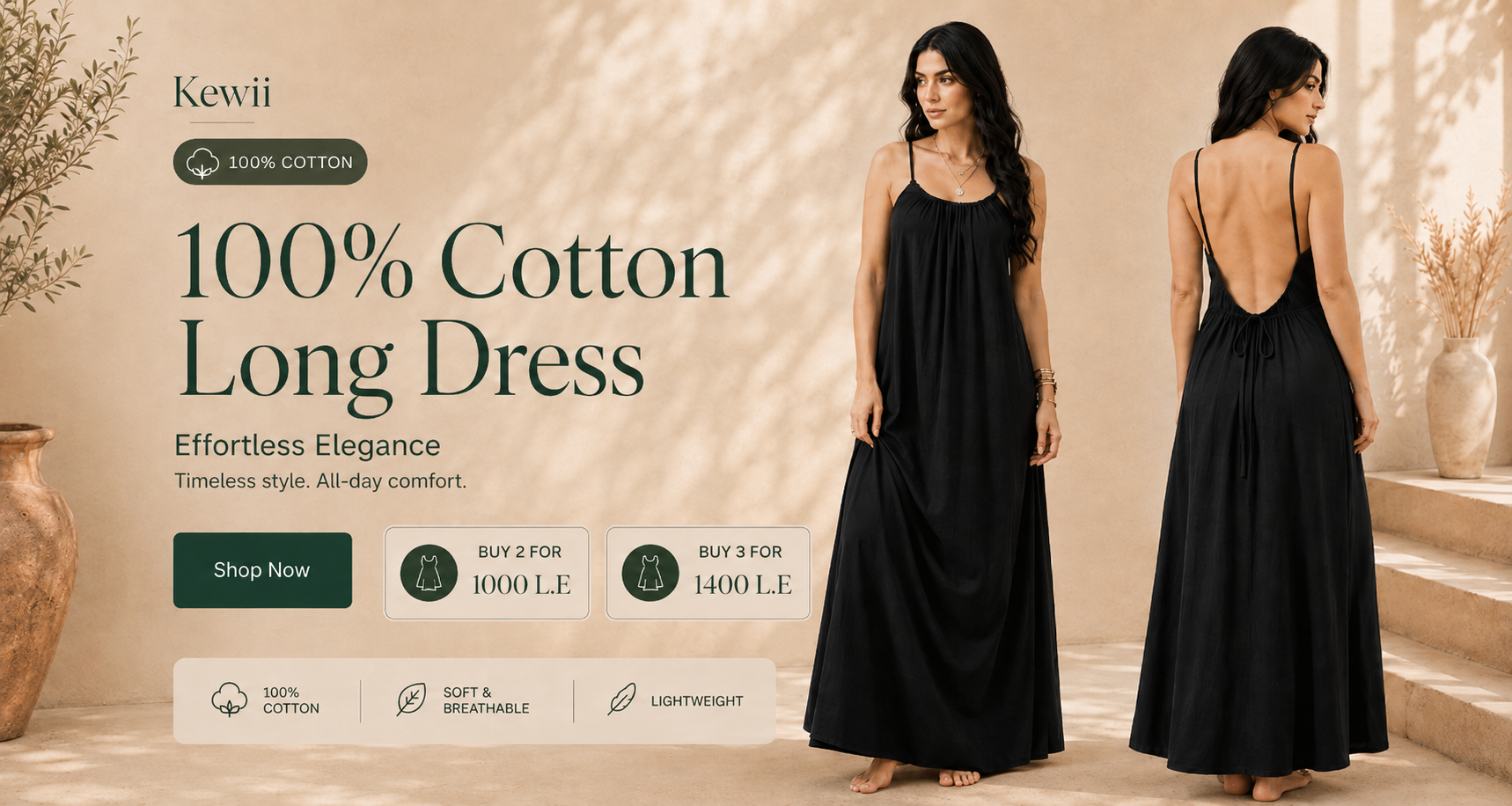 Cotton Long Backless Dress