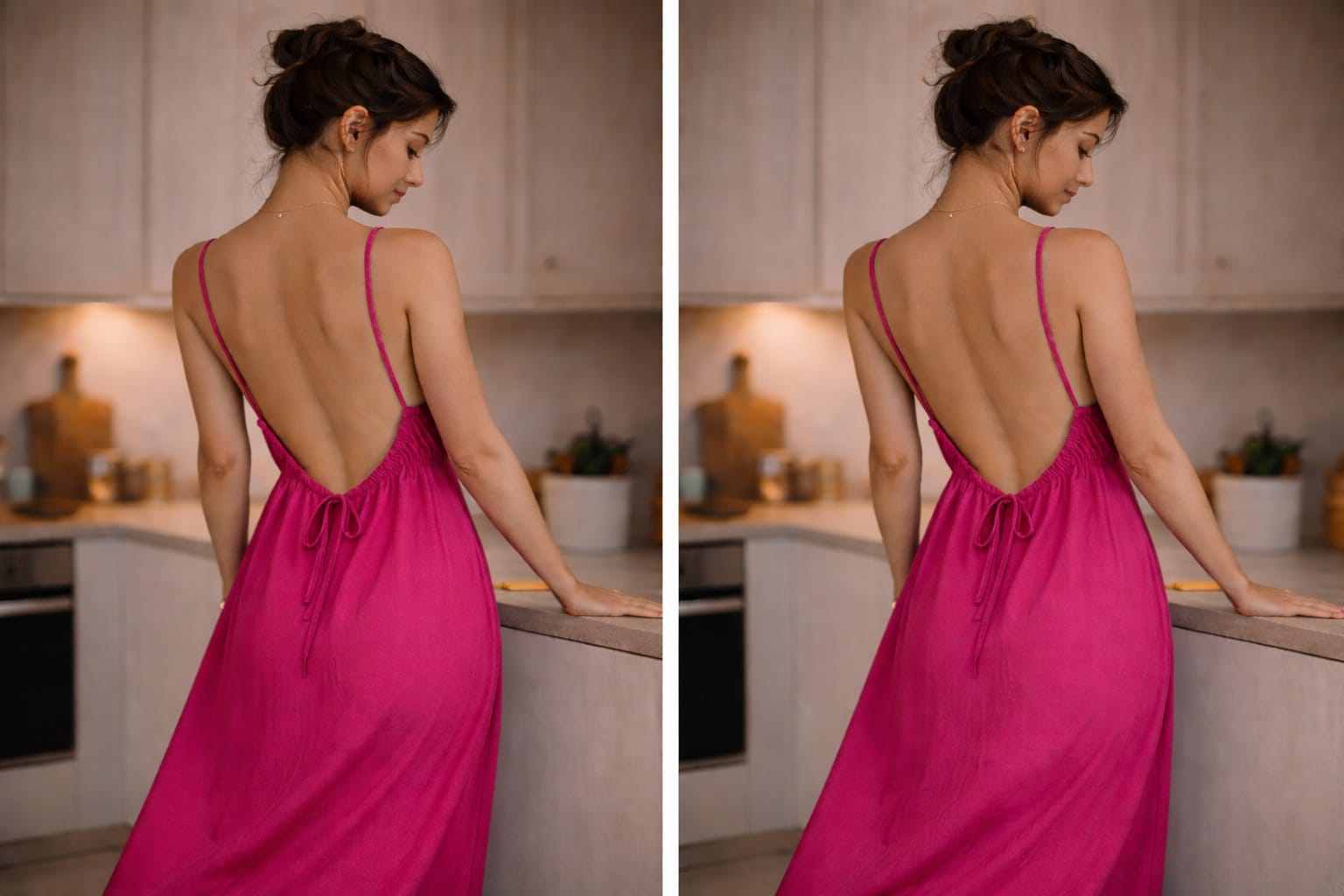 Kewii Flow Long Backless Dress (Fuchsia) 125cm