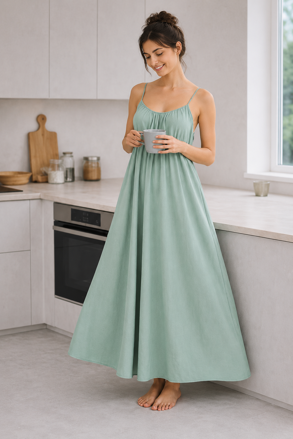 Kewii Flow Long Backless Dress (Mint Green) 125cm