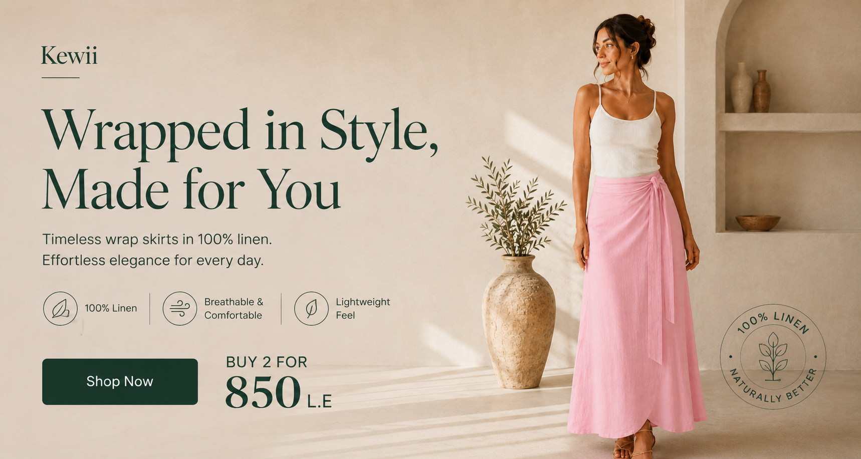 Wrap Linen Skirt - جيبة لف كتان