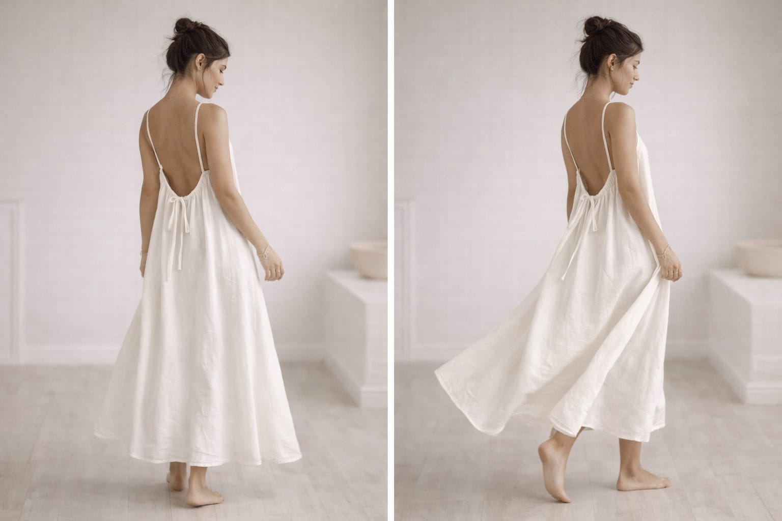 Kewii Flow Long Backless Dress (Of-White) 125cm