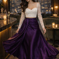 Mauve Satin Wrap Skirt - جيبة لف ساتان موف