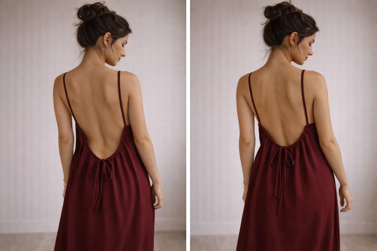 Kewii Flow Long Backless Dress (Burgundy) 125cm