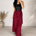 Burgundy Linen Wrap Skirt - جيبة لف كتان نبيتي