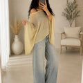 Shimmer Poncho - Cream, side view
