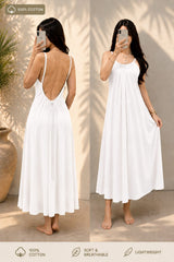 Kewii 100% Cotton Long Backless Dress (White) 125cm