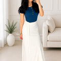 white Linen Wrap Skirt - جيبة لف كتان بيضاء