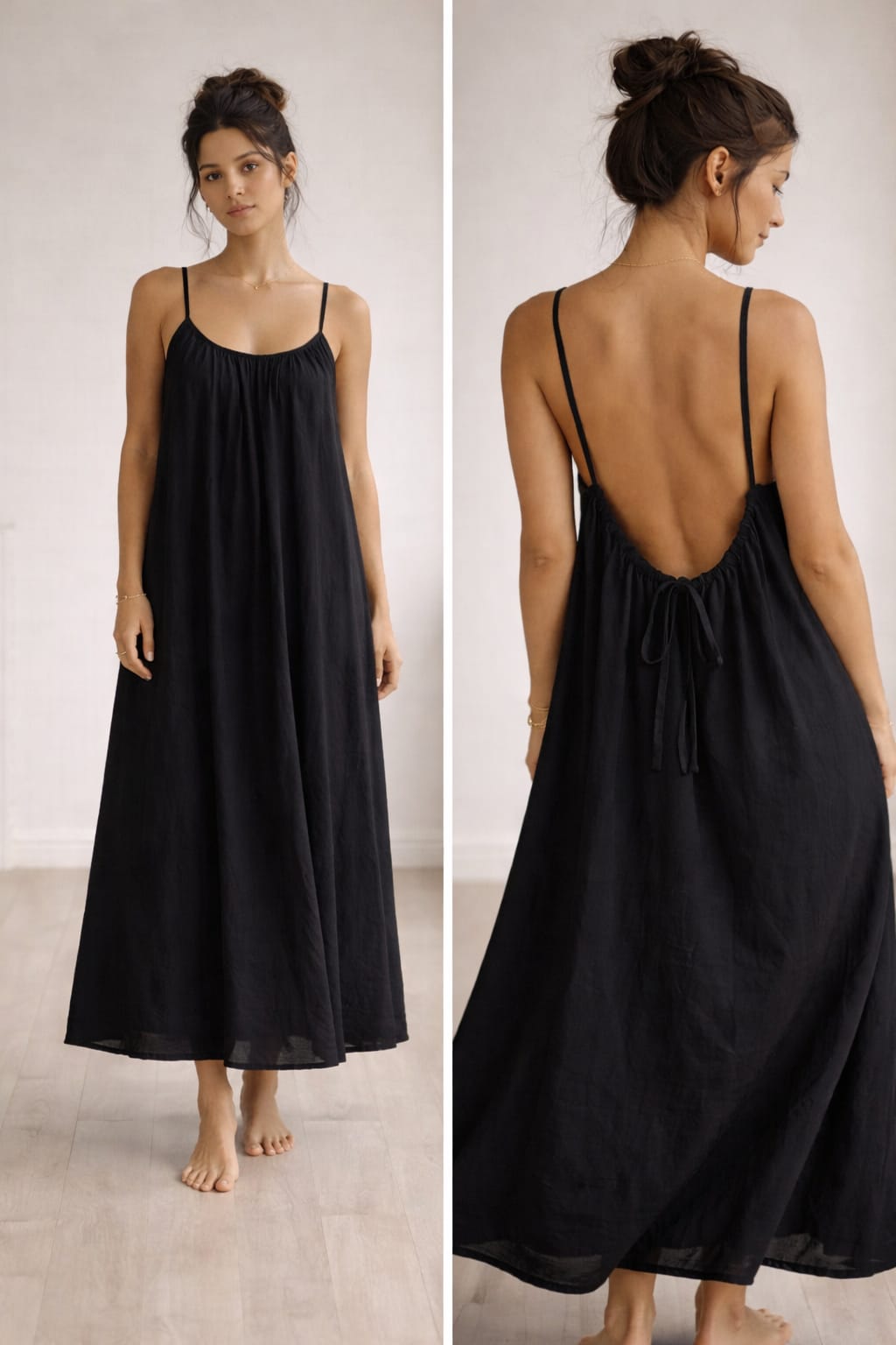 Kewii Flow Long Backless Dress (Black) 125cm