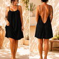 Kewii Flow Short Backless Dress (Black) 85cm
