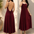 Kewii 100% Cotton Long Backless Dress (Burgundy) 125cm