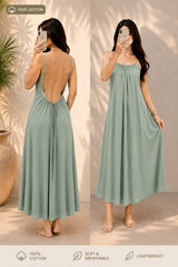 Kewii 100% Cotton Long Backless Dress (Mint Green) 125cm