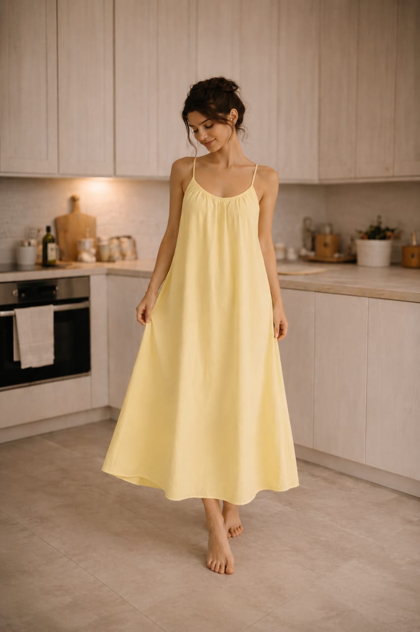Kewii Flow Long Backless Dress (Yellow) 125cm