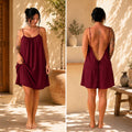 Kewii Flow Short Backless Dress (Burgundy) 85cm