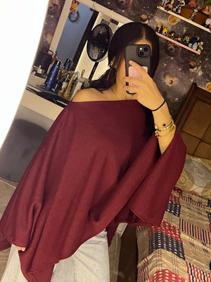 Oversized Poncho Top - Black, flowy fit