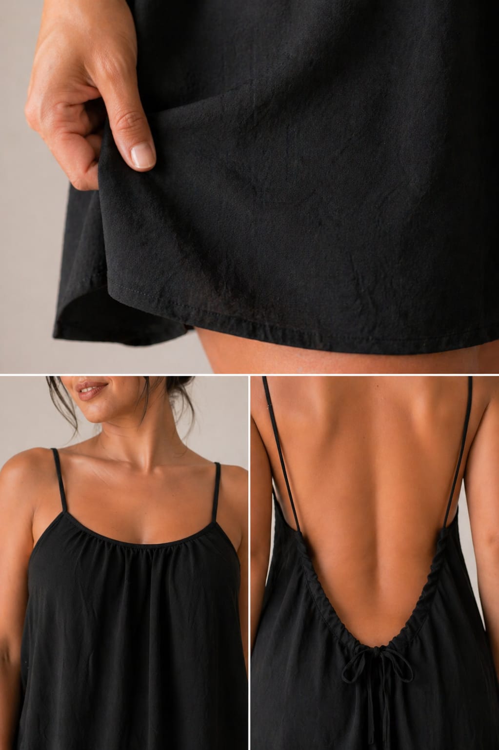 Short Back Less Kewii Flow Short Backless Dress (Black) 85cm