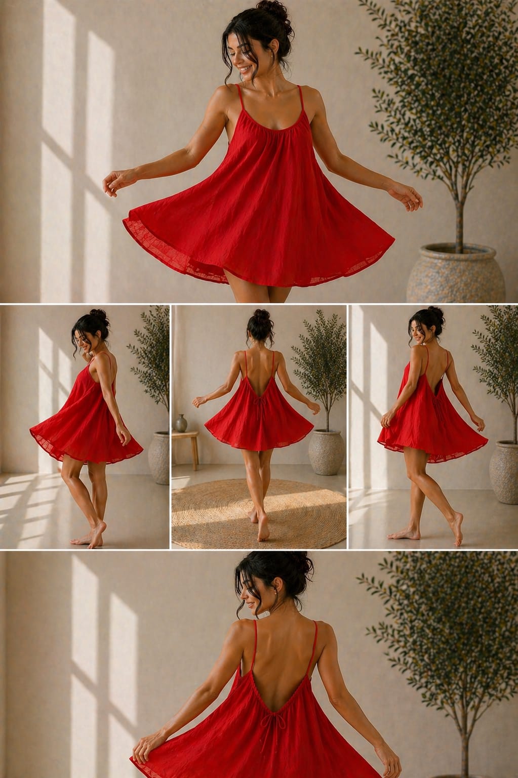 Short Back Less Kewii Flow Short Backless Dress (Red) 85cm