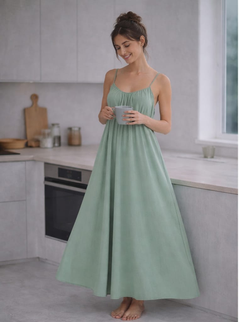 Kewii Flow Long Backless Dress (Mint Green) 125cm