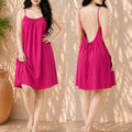 Kewii 100% Cotton Short Backless Dress (Fuchia) 85cm