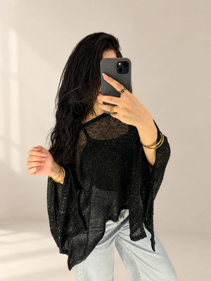 Shimmer Poncho - Black