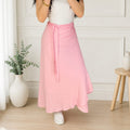 Pink Linen Wrap Skirt - جيبة لف كتان بينك