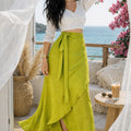 Kiwi Linen Wrap Skirt - جيبة لف كتان كيوي