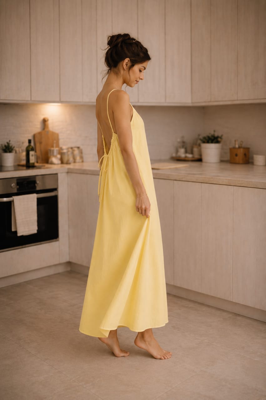 Kewii Flow Long Backless Dress (Yellow) 125cm