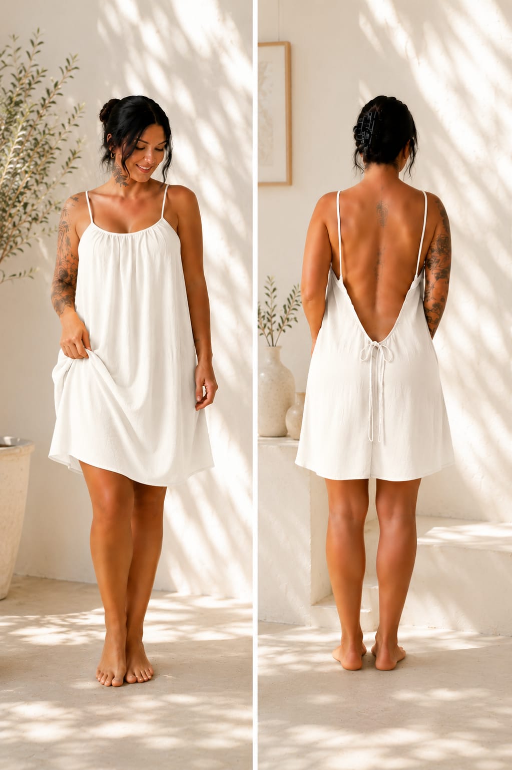 Kewii Flow Short Backless Dress (Off White) 85cm