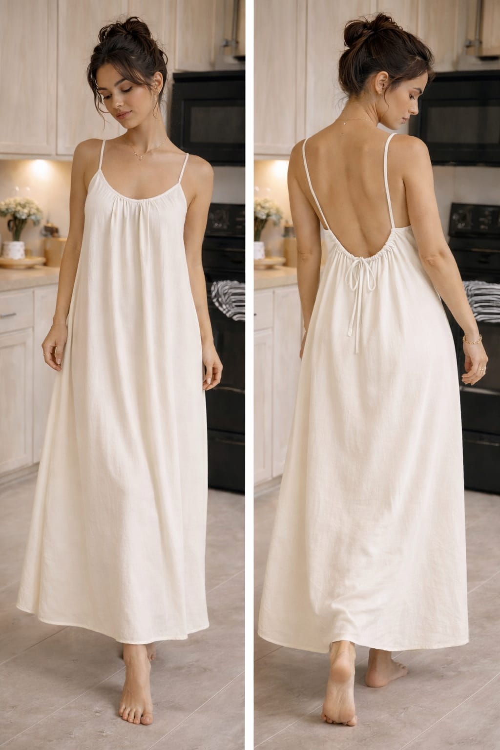 Kewii Flow Long Backless Dress (Of-White) 125cm